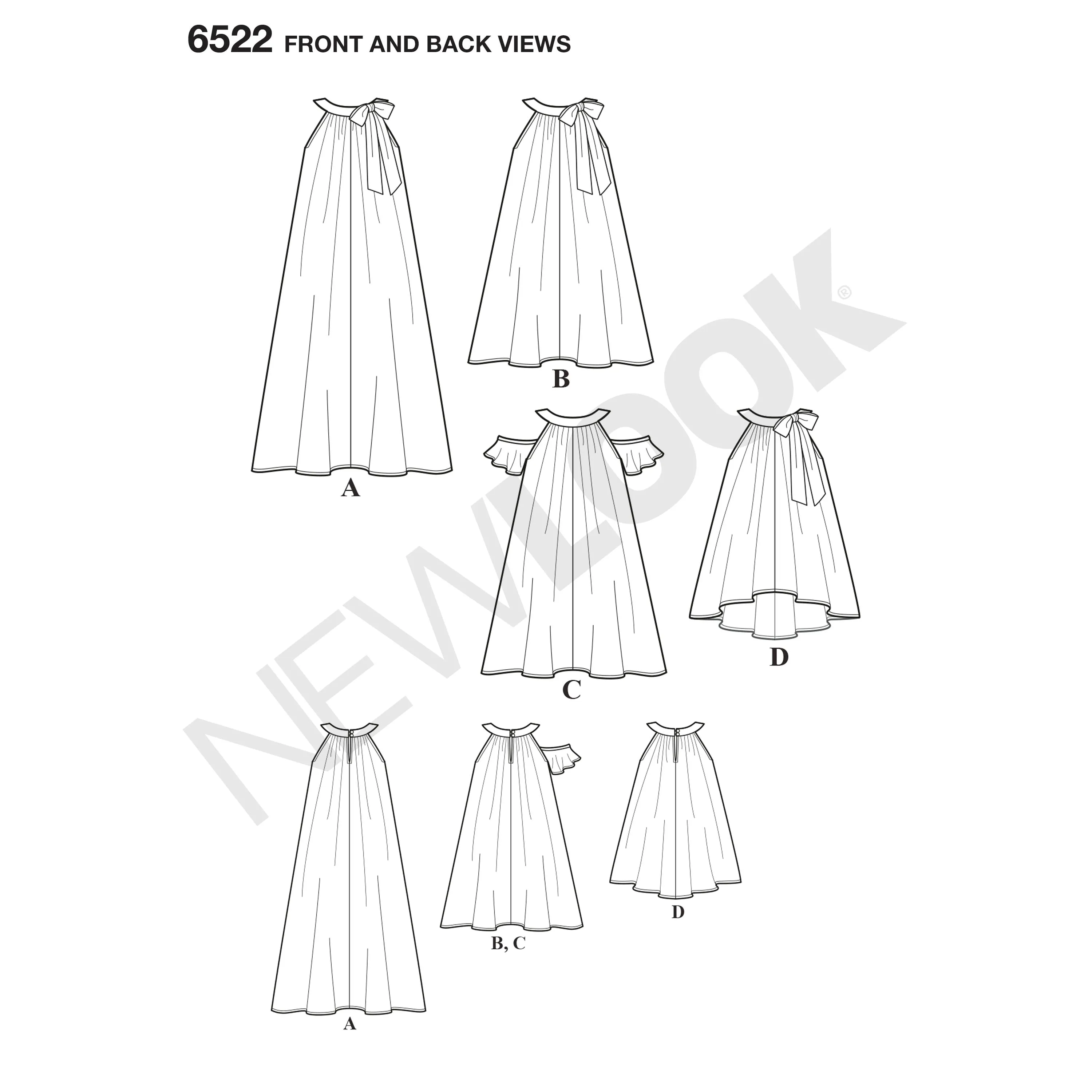 6522 New Look Pattern 6522 Child's and Girls' Dresses and Top