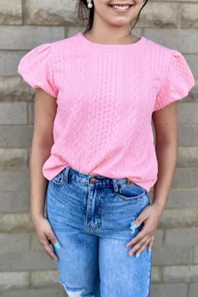 Amber Pink Puff Sleeve Blouse