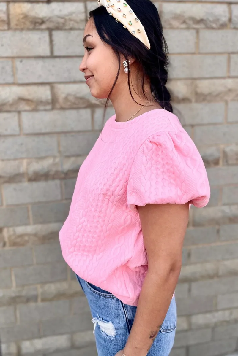 Amber Pink Puff Sleeve Blouse