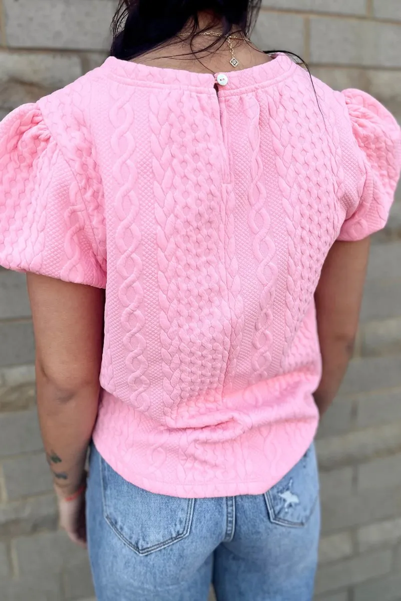 Amber Pink Puff Sleeve Blouse