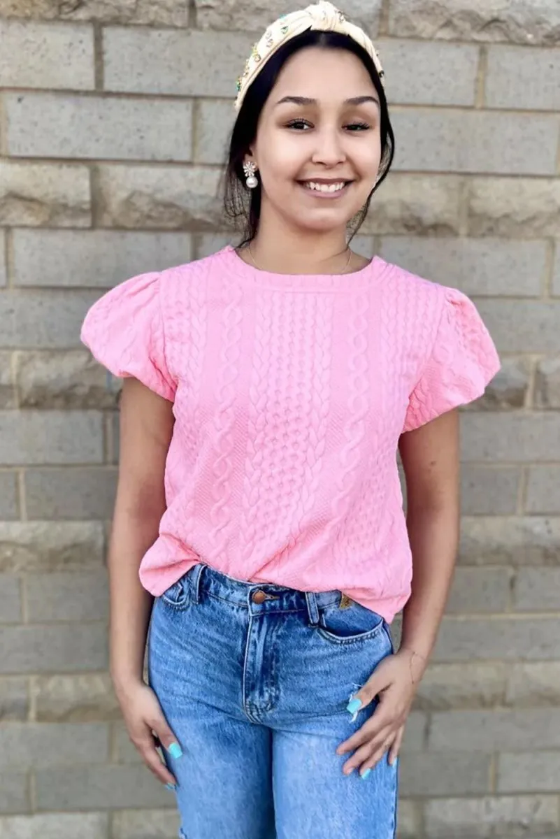 Amber Pink Puff Sleeve Blouse