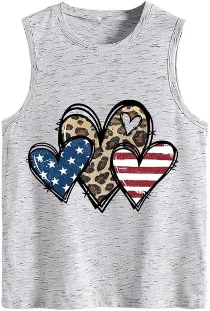 American Flag Heart Tank Tops for Women