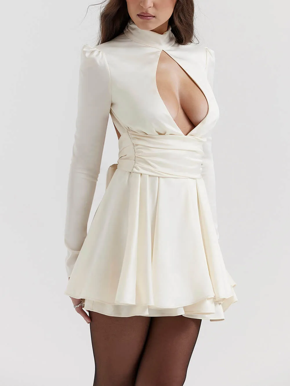 Arya - Satin Bow Mini Dress