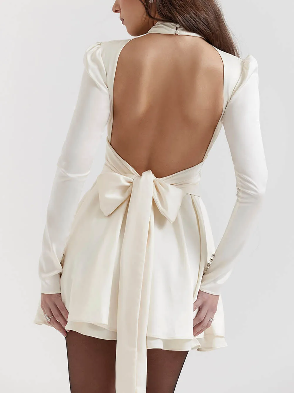 Arya - Satin Bow Mini Dress