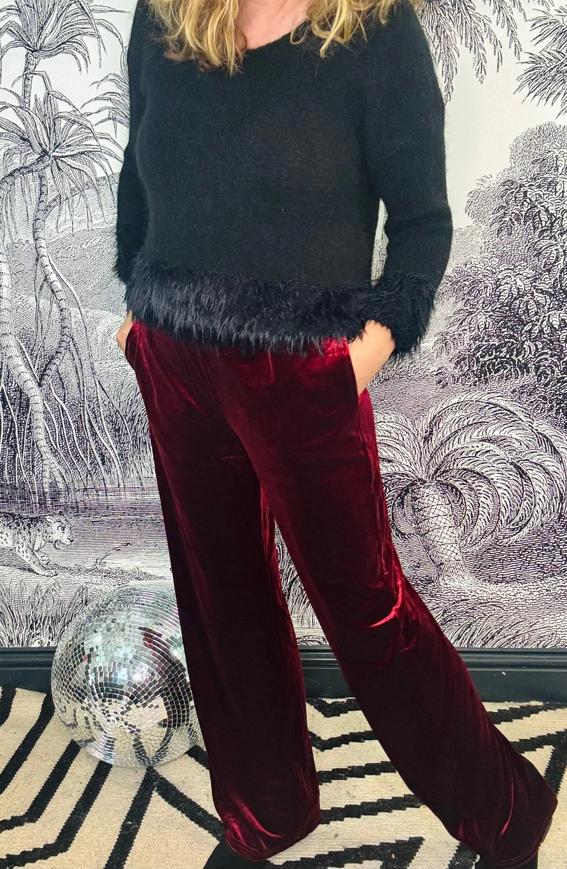 Bianca Wide Leg Velvet Trousers