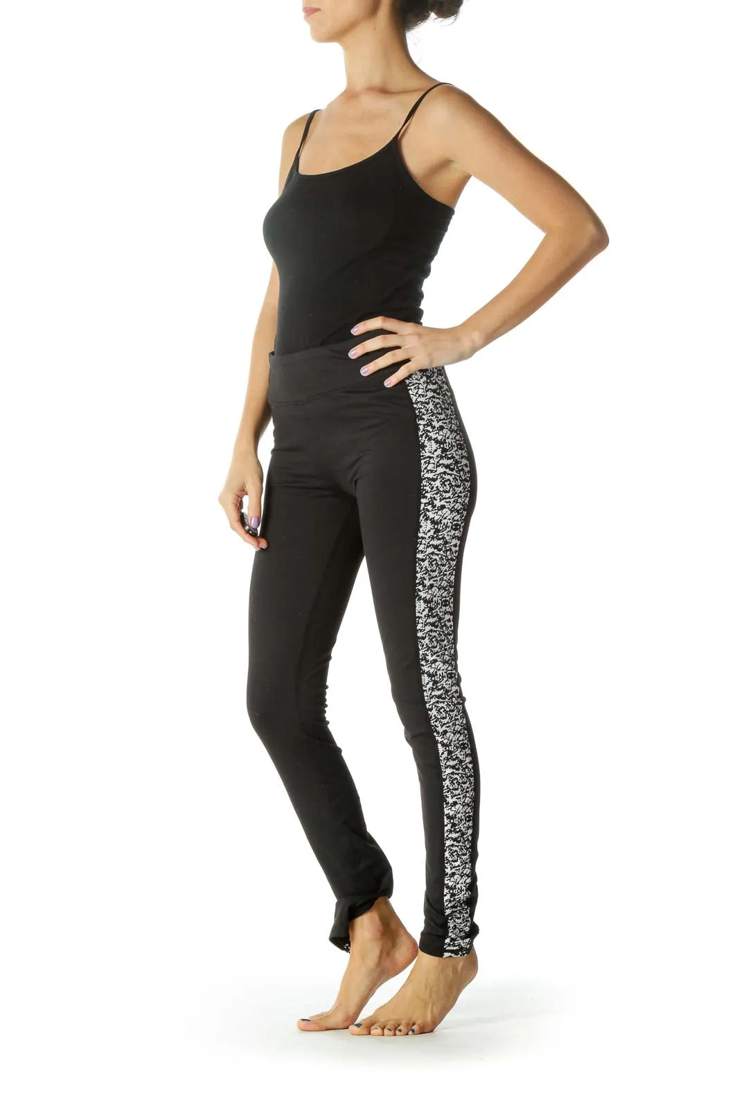 Black and White Print Yoga Pants