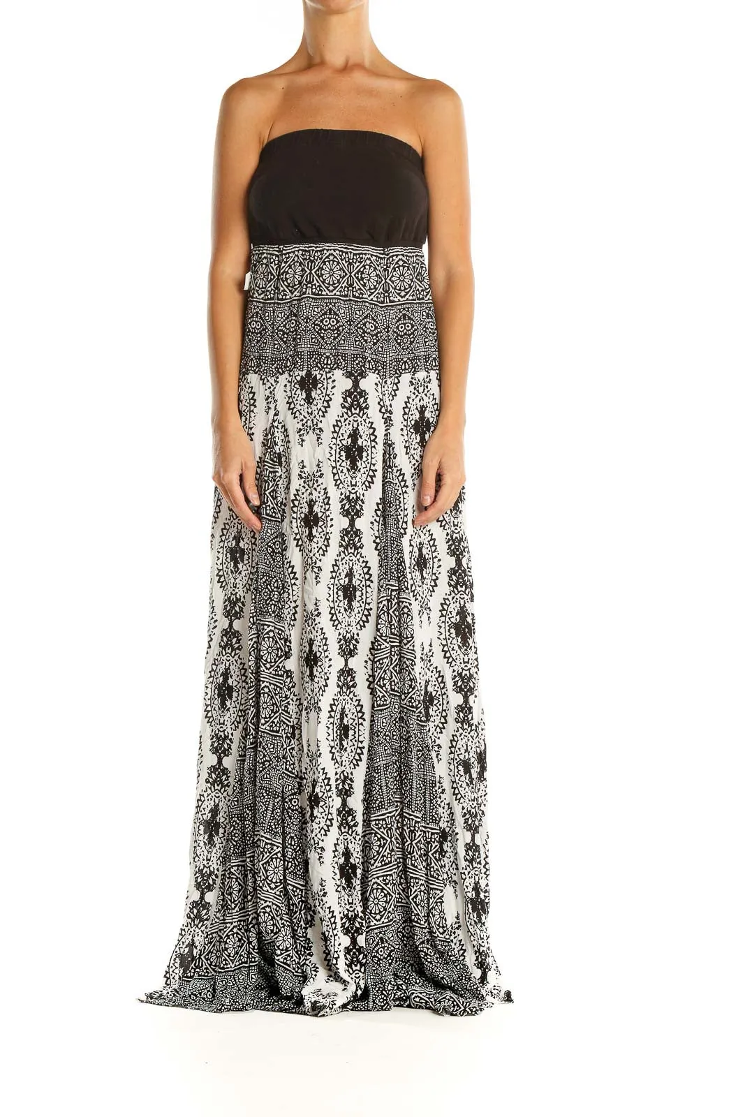 Black and White Strapless Maxi Dress