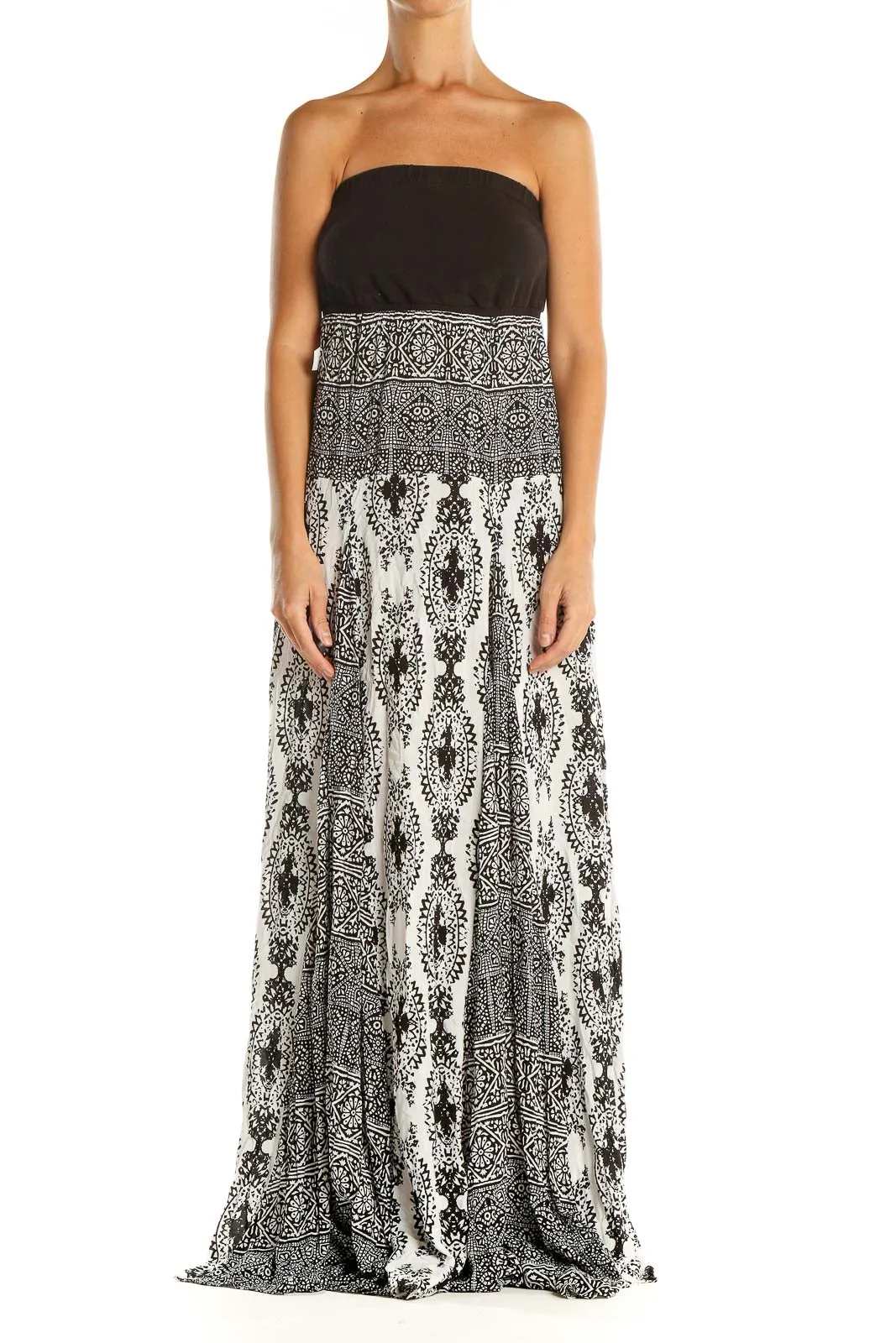 Black and White Strapless Maxi Dress