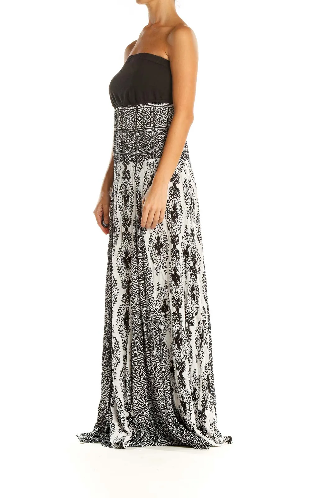 Black and White Strapless Maxi Dress