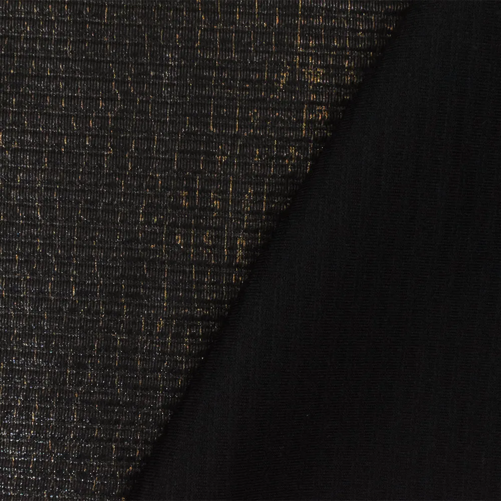 Black-Copper Famous Maker Reptile Foil Print Ottoman Activewear Knit Fabric