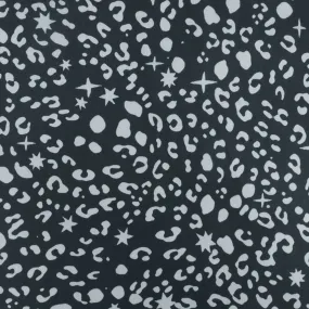 Black-Gray Famous Maker Leopard Star Print Stretch Tricot Swimwear Fabric