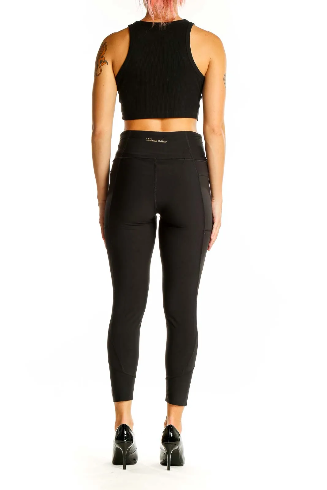 Black High-Waisted Cropped Activewear Leggings