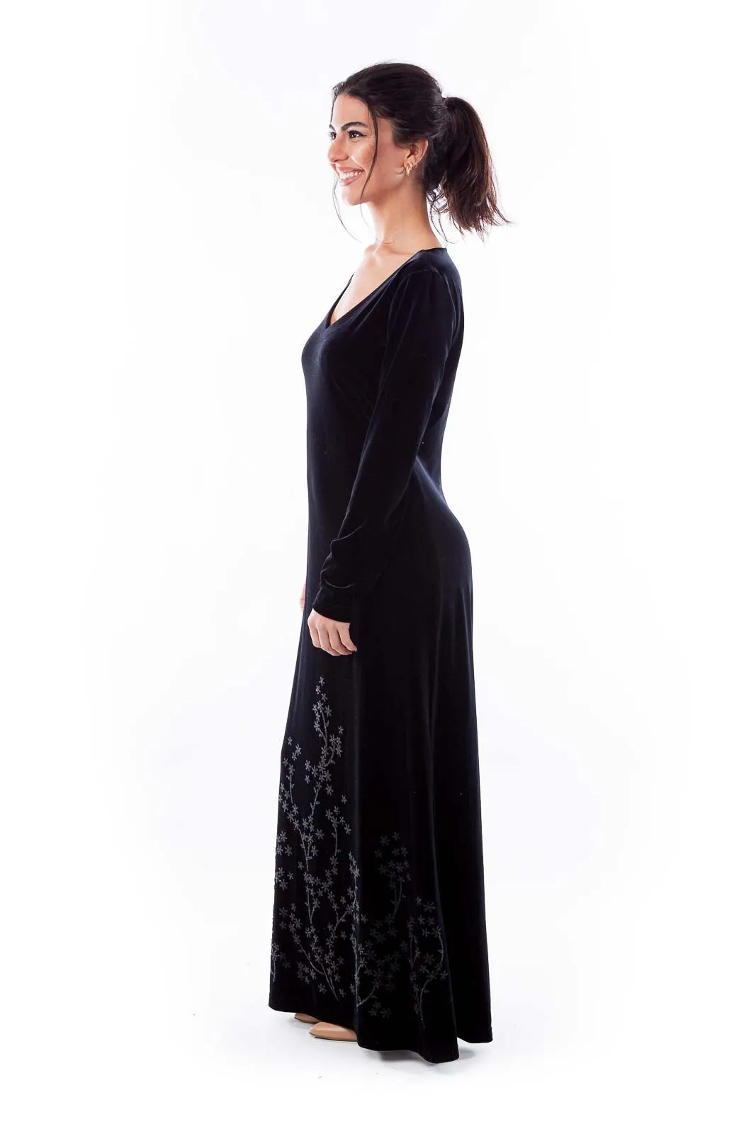 Black Velvet Beaded Dress