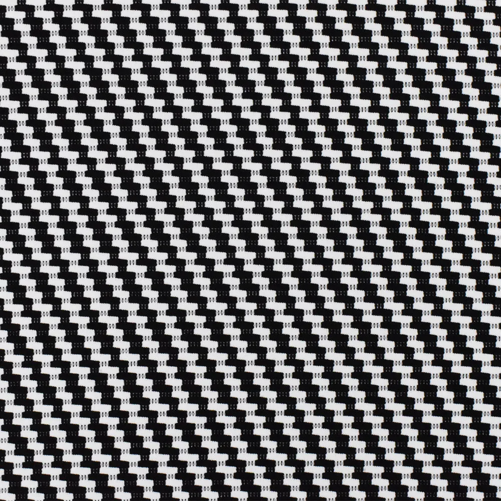 Black-White Famous Maker Twill Patterned Jacquard Activewear Knit Fabric