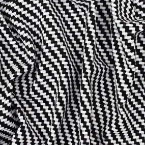 Black-White Famous Maker Twill Patterned Jacquard Activewear Knit Fabric