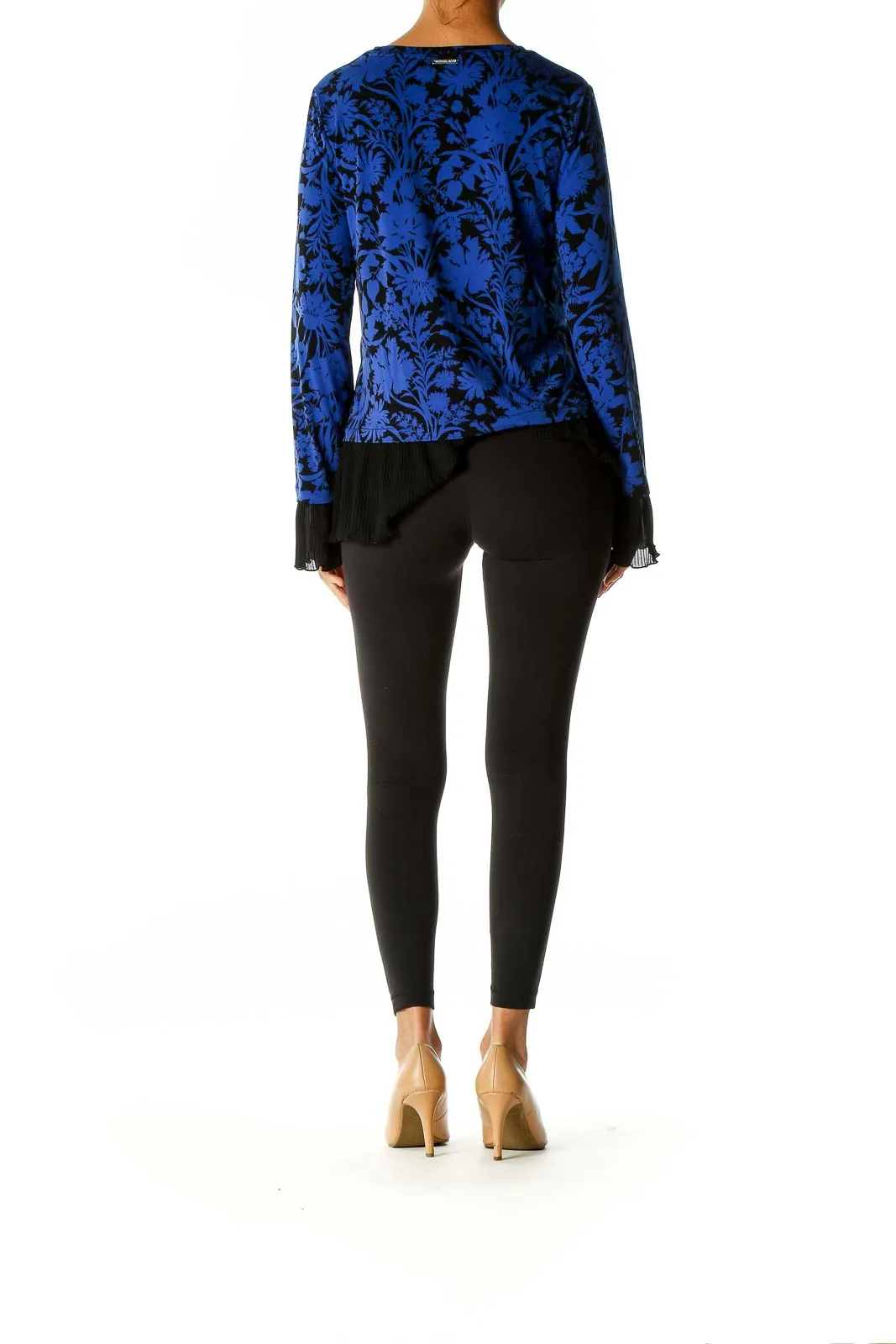 Blue Floral Print Casual Blouse