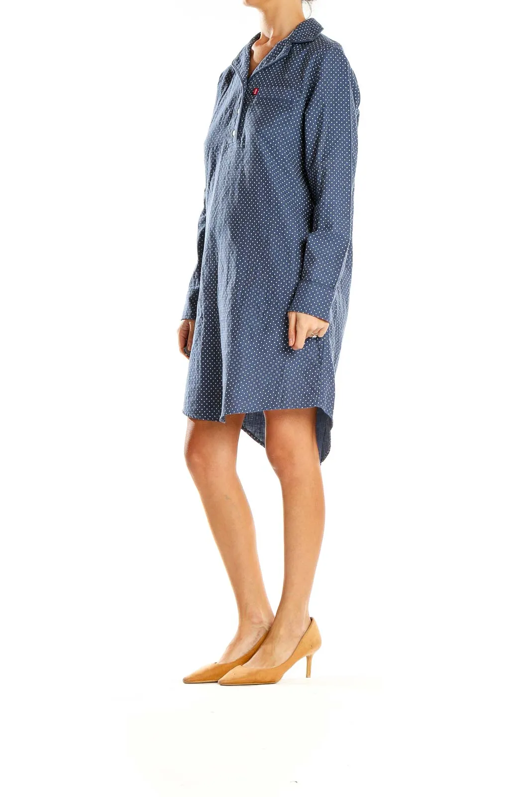 Blue Polka Dot Shirt Dress