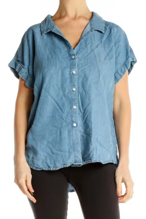 Blue Tencel Casual Shirt