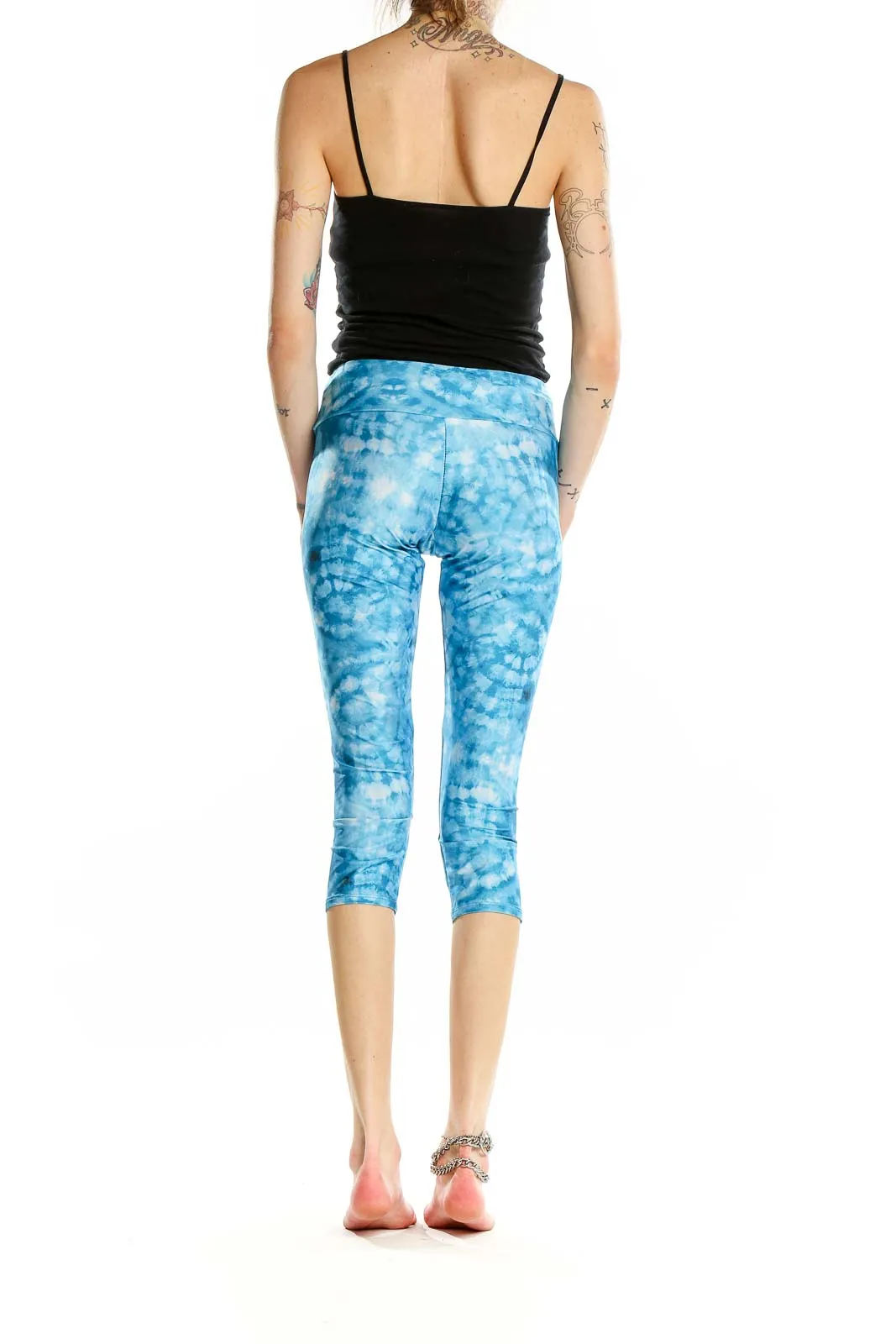 Blue Tie-Dye Capri Yoga Leggings