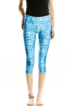 Blue Tie-Dye Capri Yoga Leggings