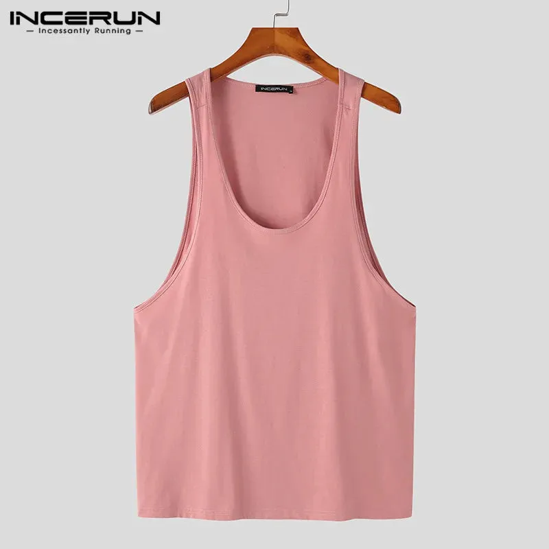 Bonsir Men Tank Tops Summer Solid Color O-neck Sleeveless Streetwear Vests Breathable Stylish Casual Men Clothing S-5XL INCERUN