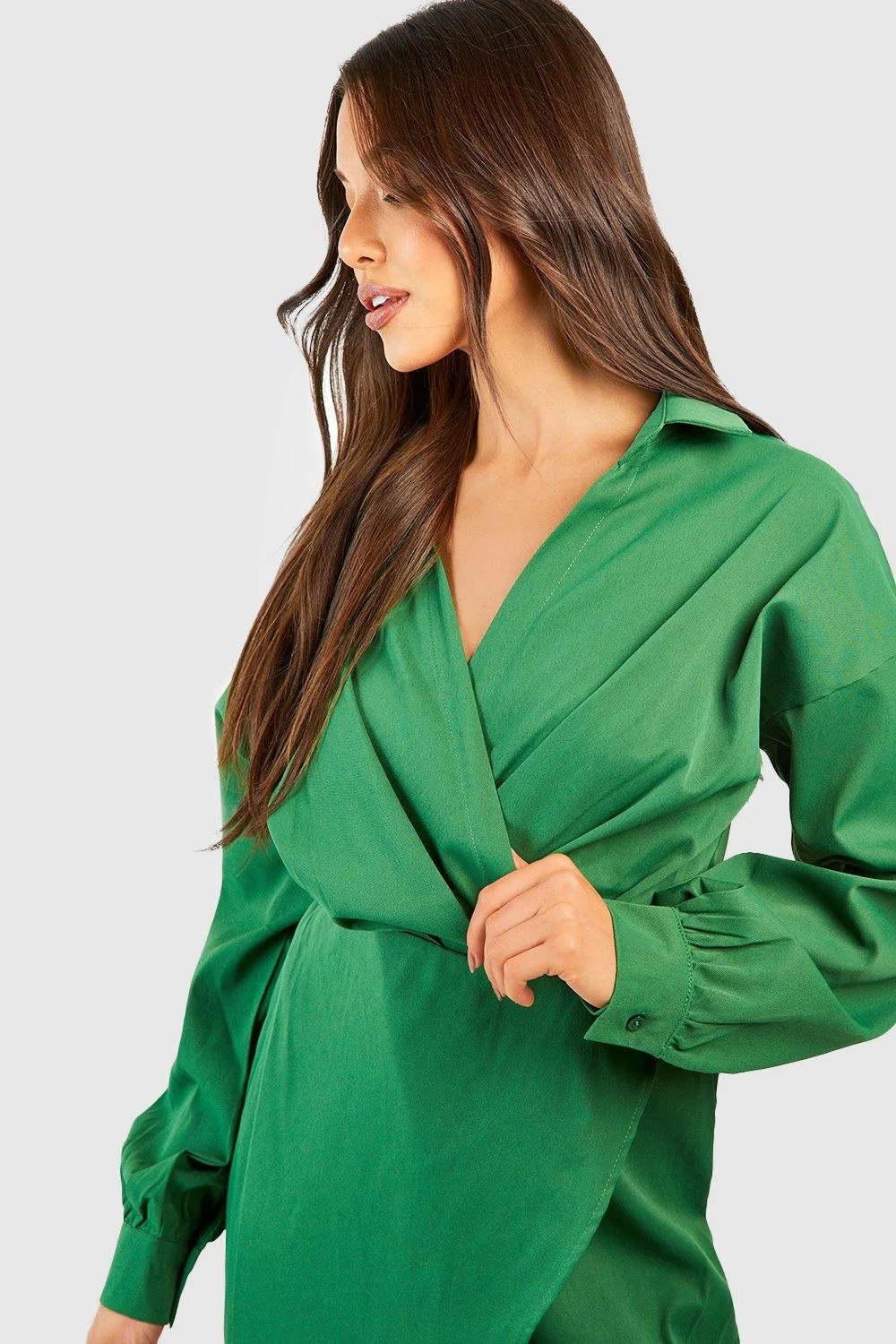 Boohoo Midi Wrap Dress, Green