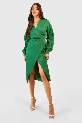 Boohoo Midi Wrap Dress, Green