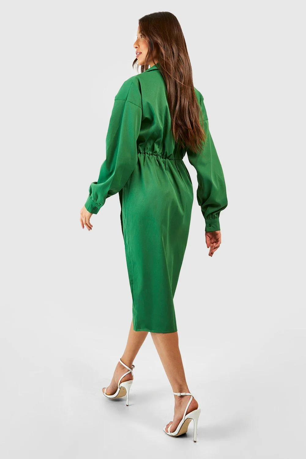 Boohoo Midi Wrap Dress, Green