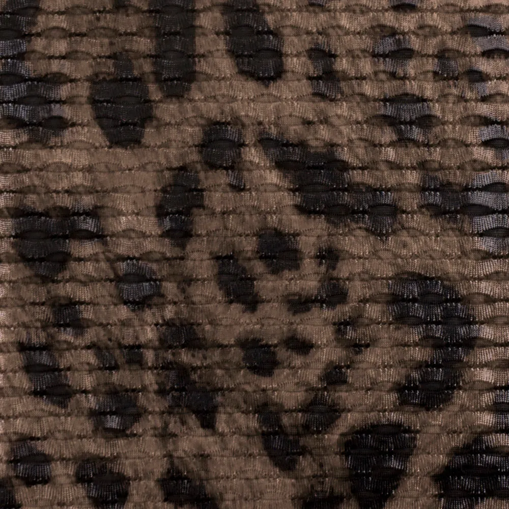 Brown-Black Famous Maker Cheetah Printed 3D Mesh Yoga Activewear Fabric