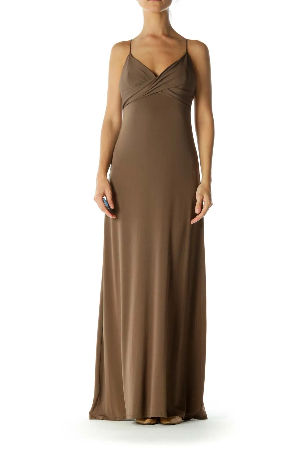 Brown Spaghetti Strap Maxi Dress