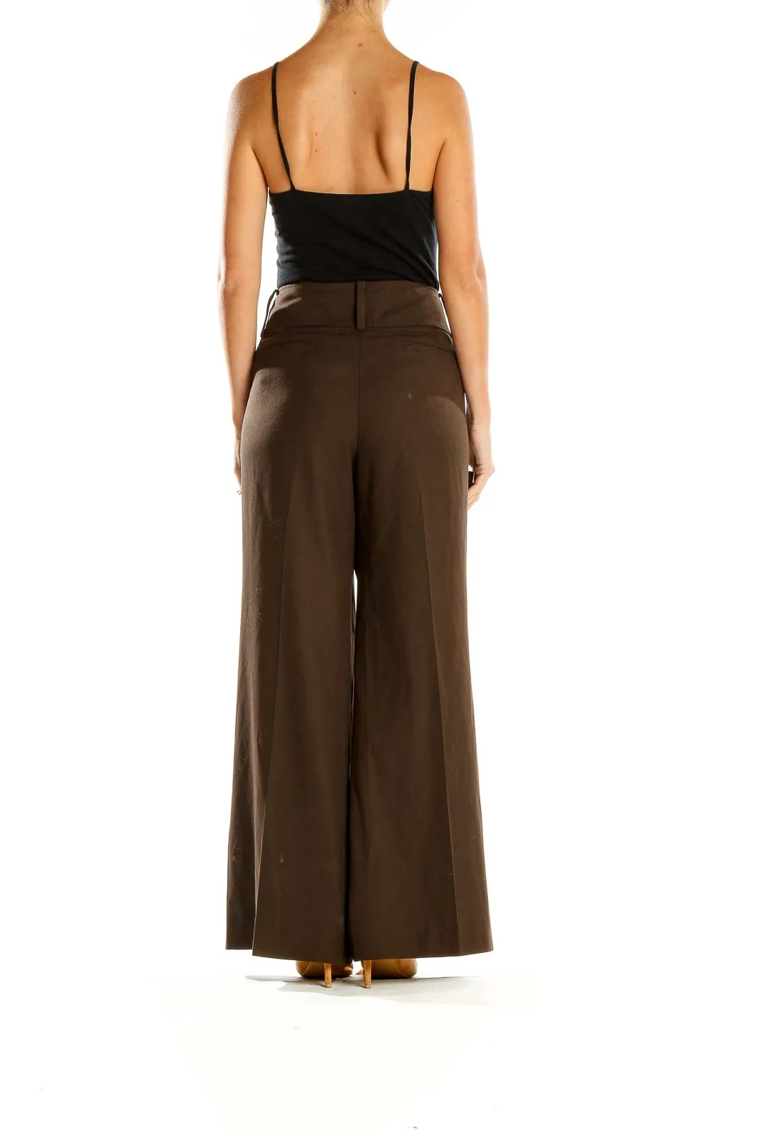 Brown Wide-Leg Trousers with High Waist