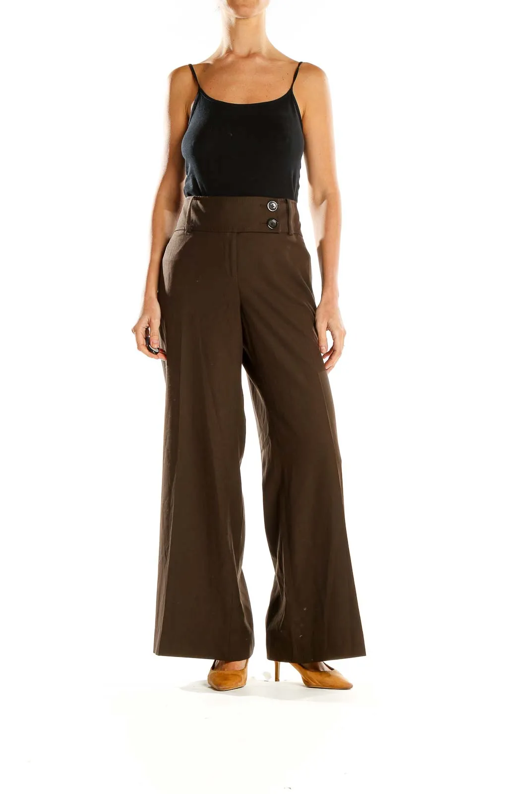 Brown Wide-Leg Trousers with High Waist