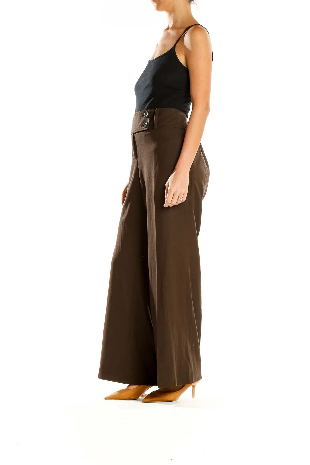 Brown Wide-Leg Trousers with High Waist