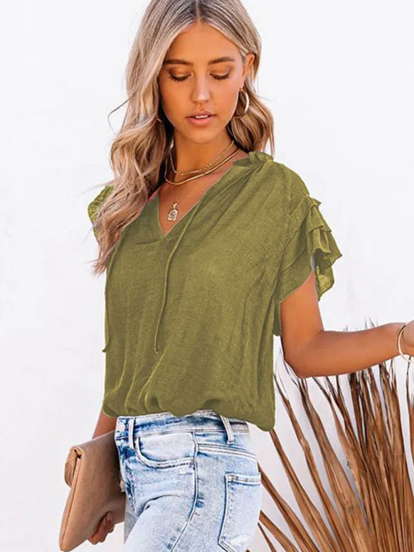 Casual Tie-Neck Blouse for Women - Top