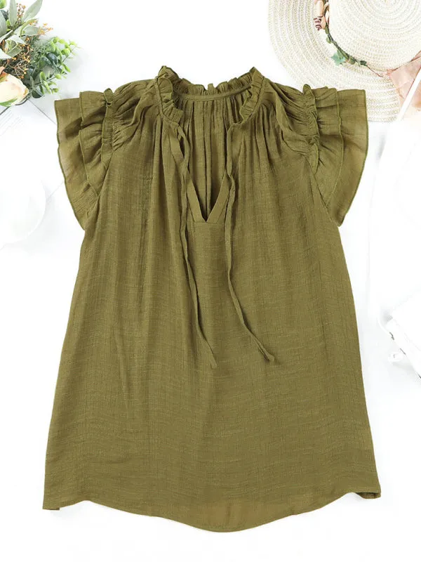 Casual Tie-Neck Blouse for Women - Top