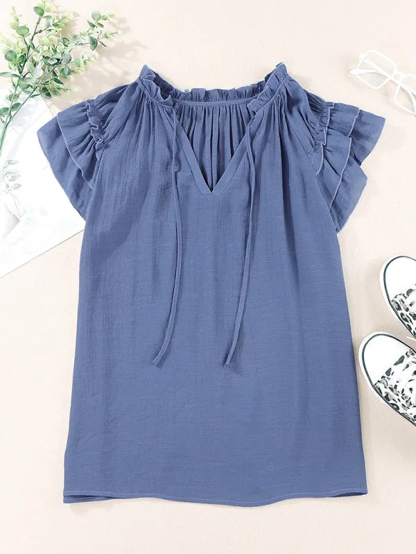 Casual Tie-Neck Blouse for Women - Top