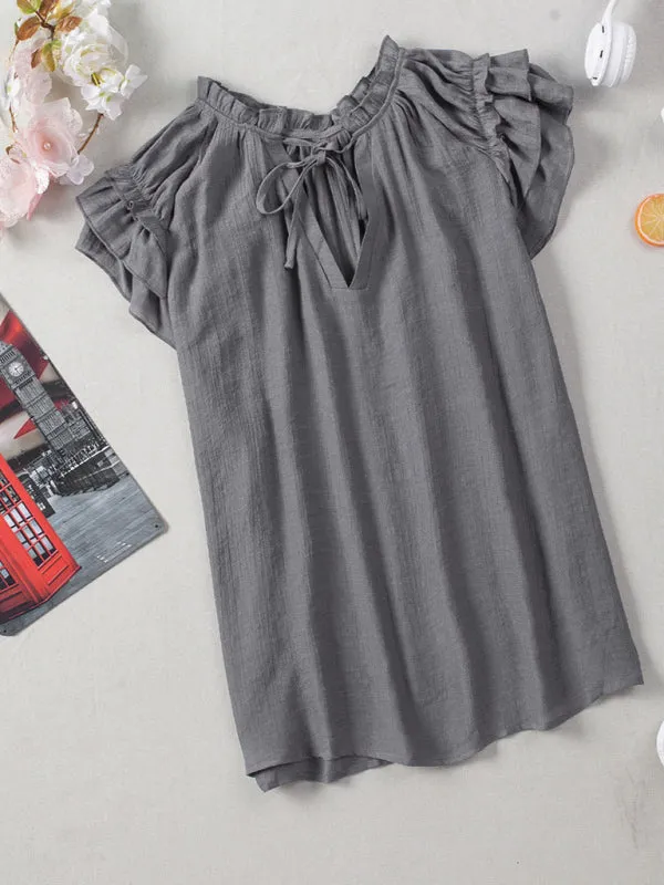 Casual Tie-Neck Blouse for Women - Top