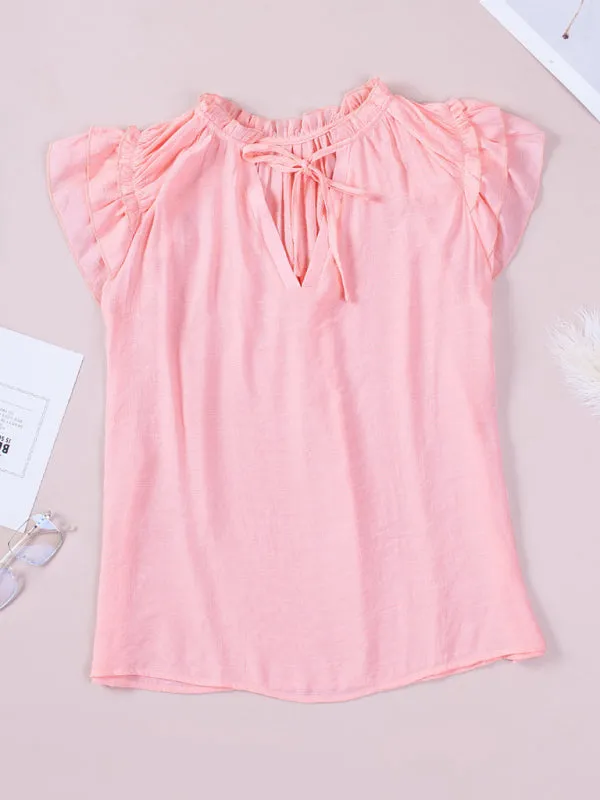 Casual Tie-Neck Blouse for Women - Top