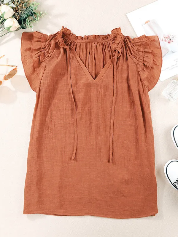 Casual Tie-Neck Blouse for Women - Top