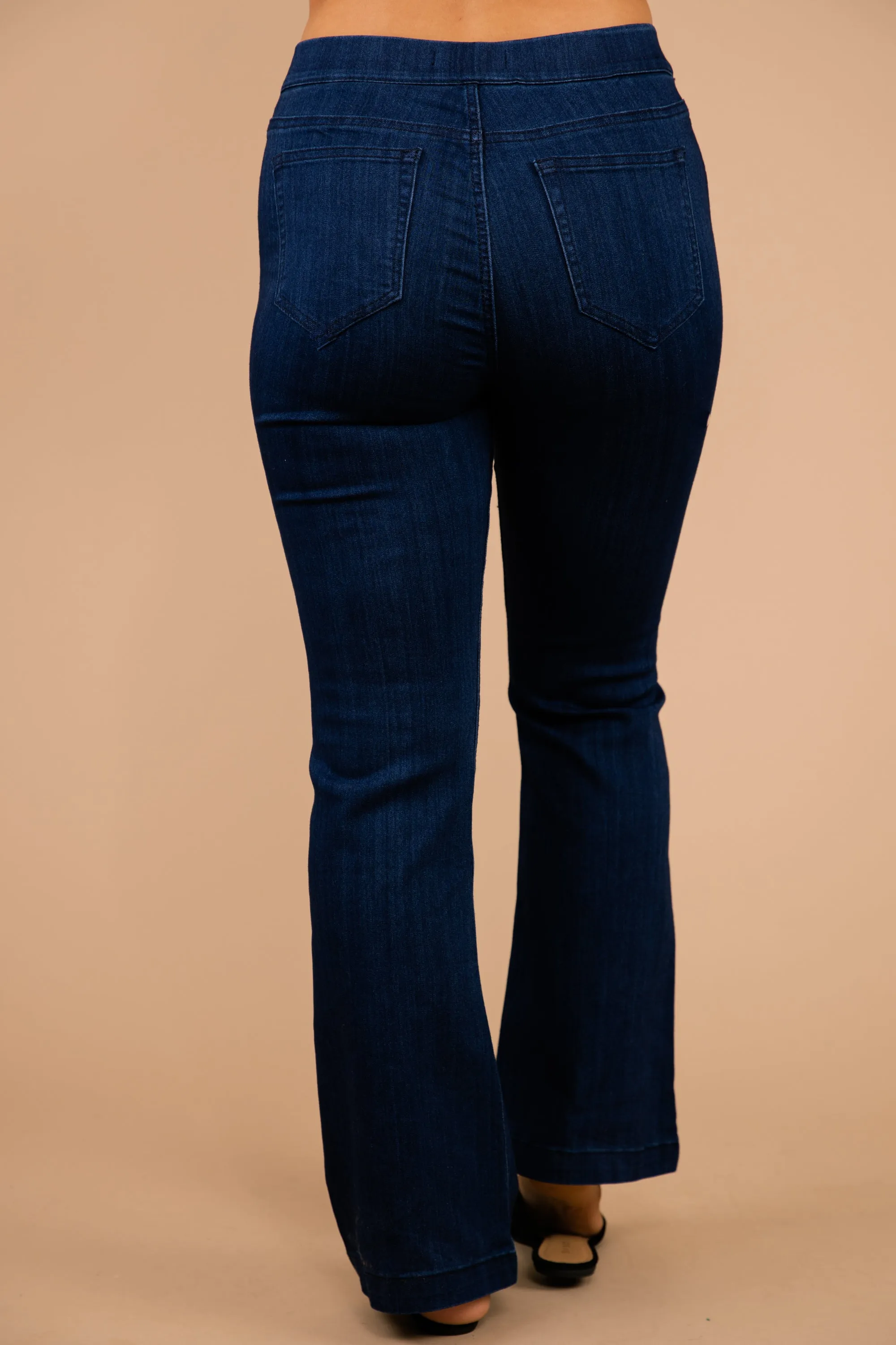 Chic Confidence Dark Denim Petite Flare Jeggings