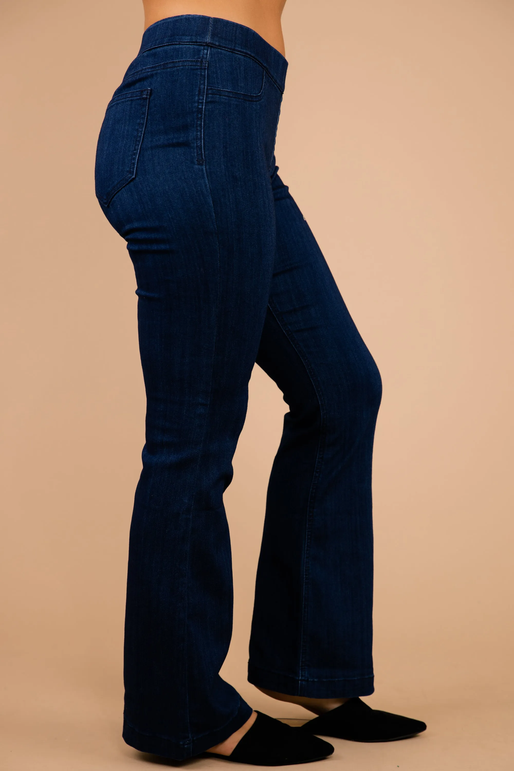 Chic Confidence Dark Denim Petite Flare Jeggings