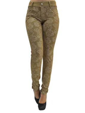 Floral Stretch Jeggings With Pockets