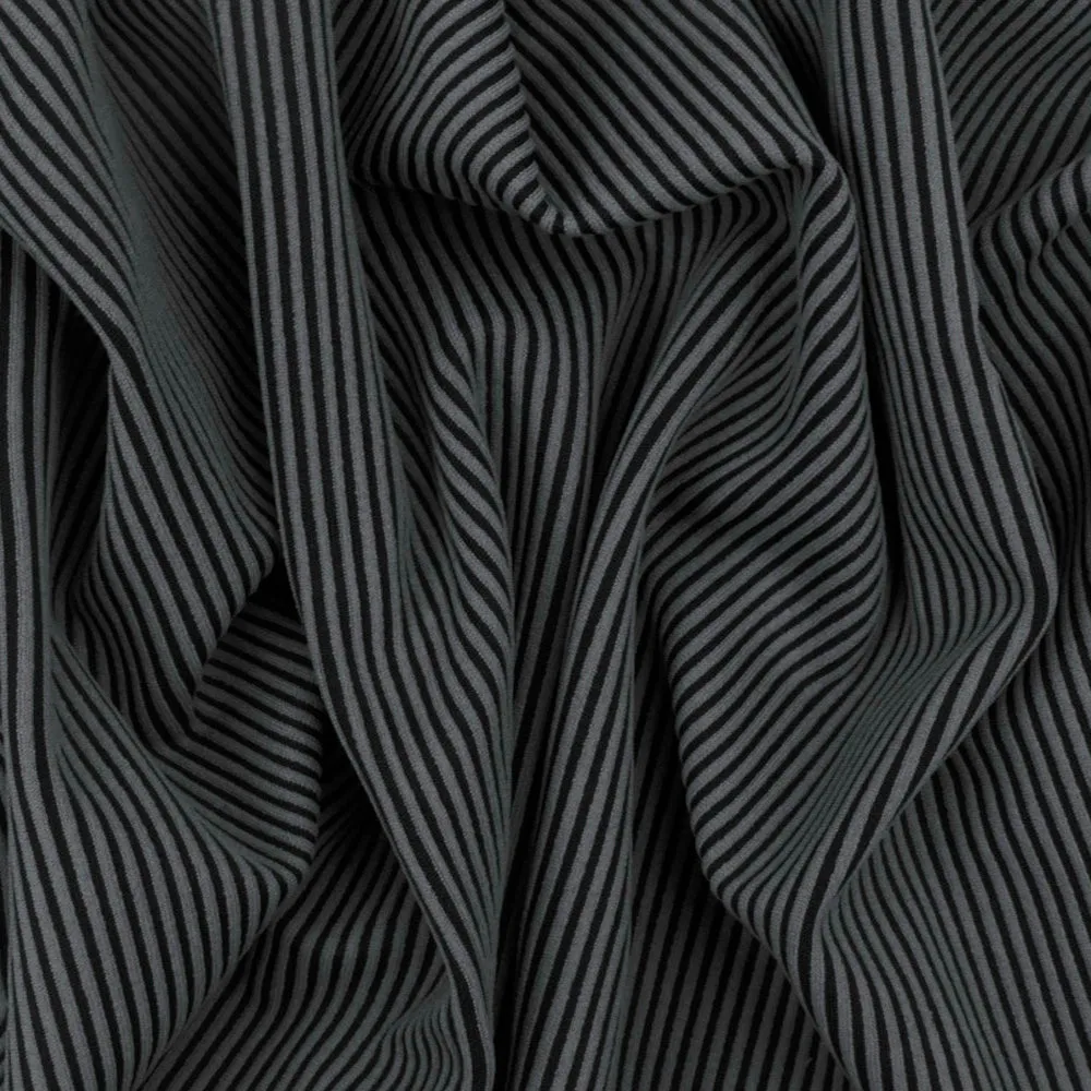 Gray-Black Famous Maker Stripe Jacquard Stretch Double Knit yoga Fabric