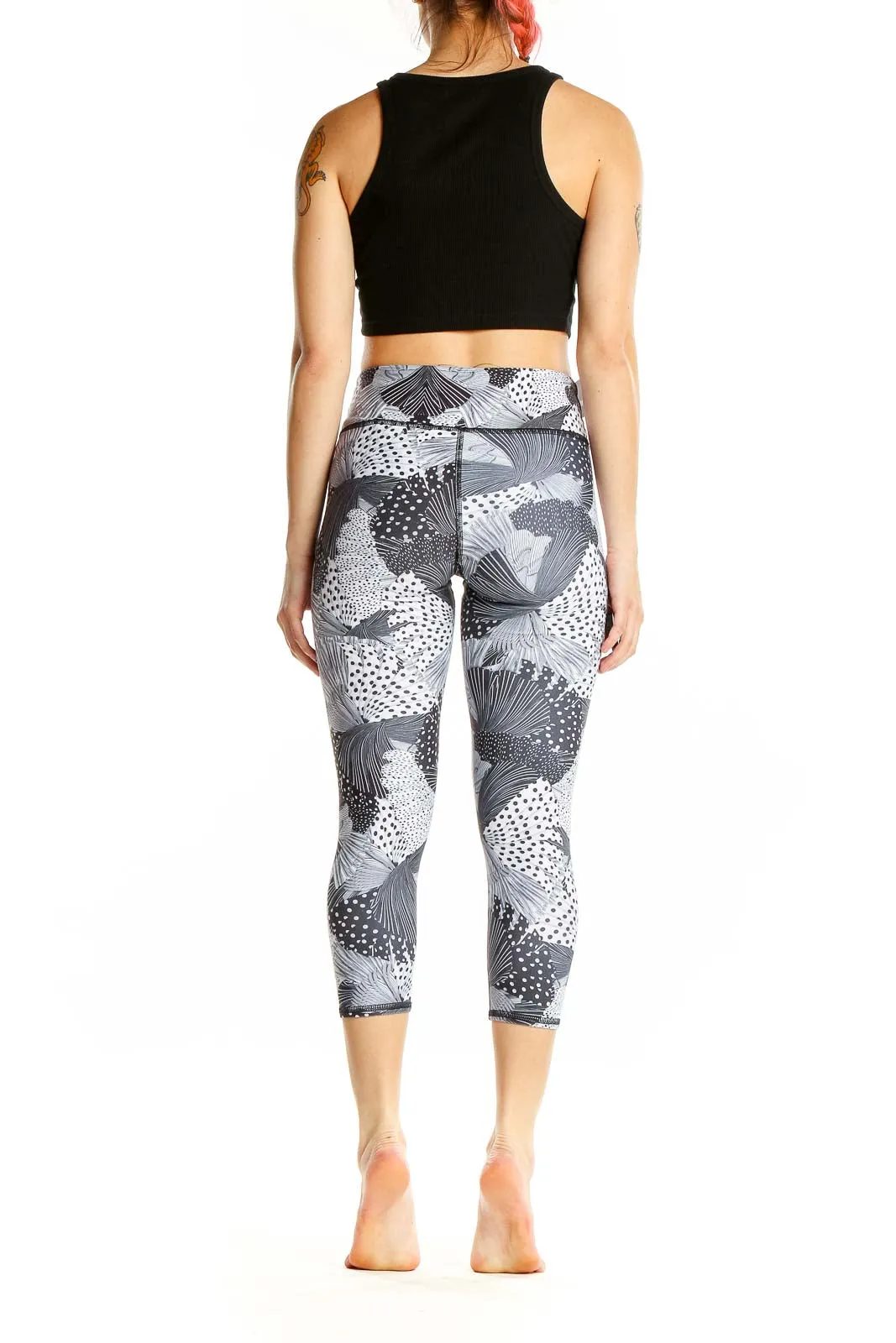 Gray Patterned Capri Leggings