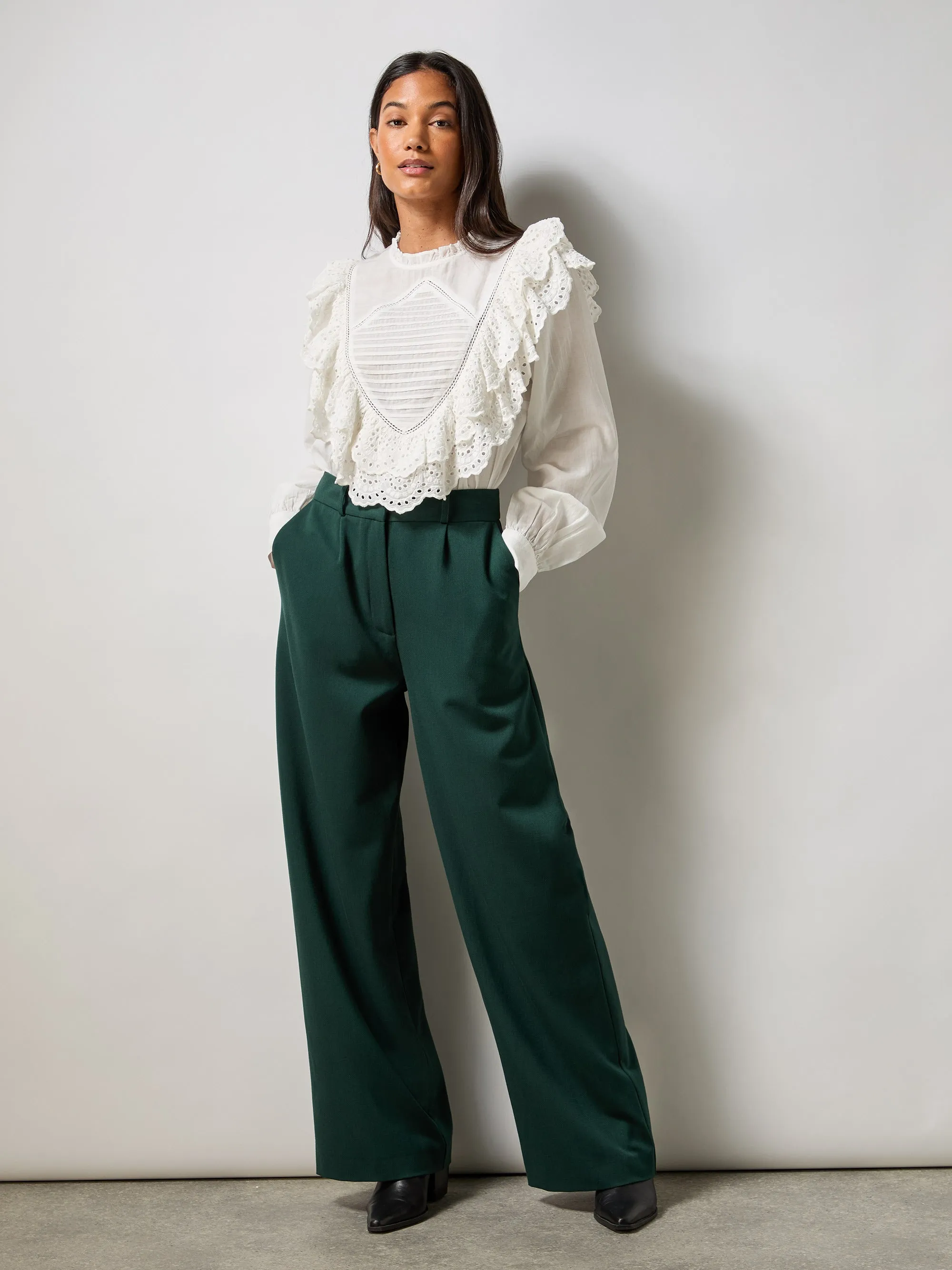 Green Wide Leg Trousers