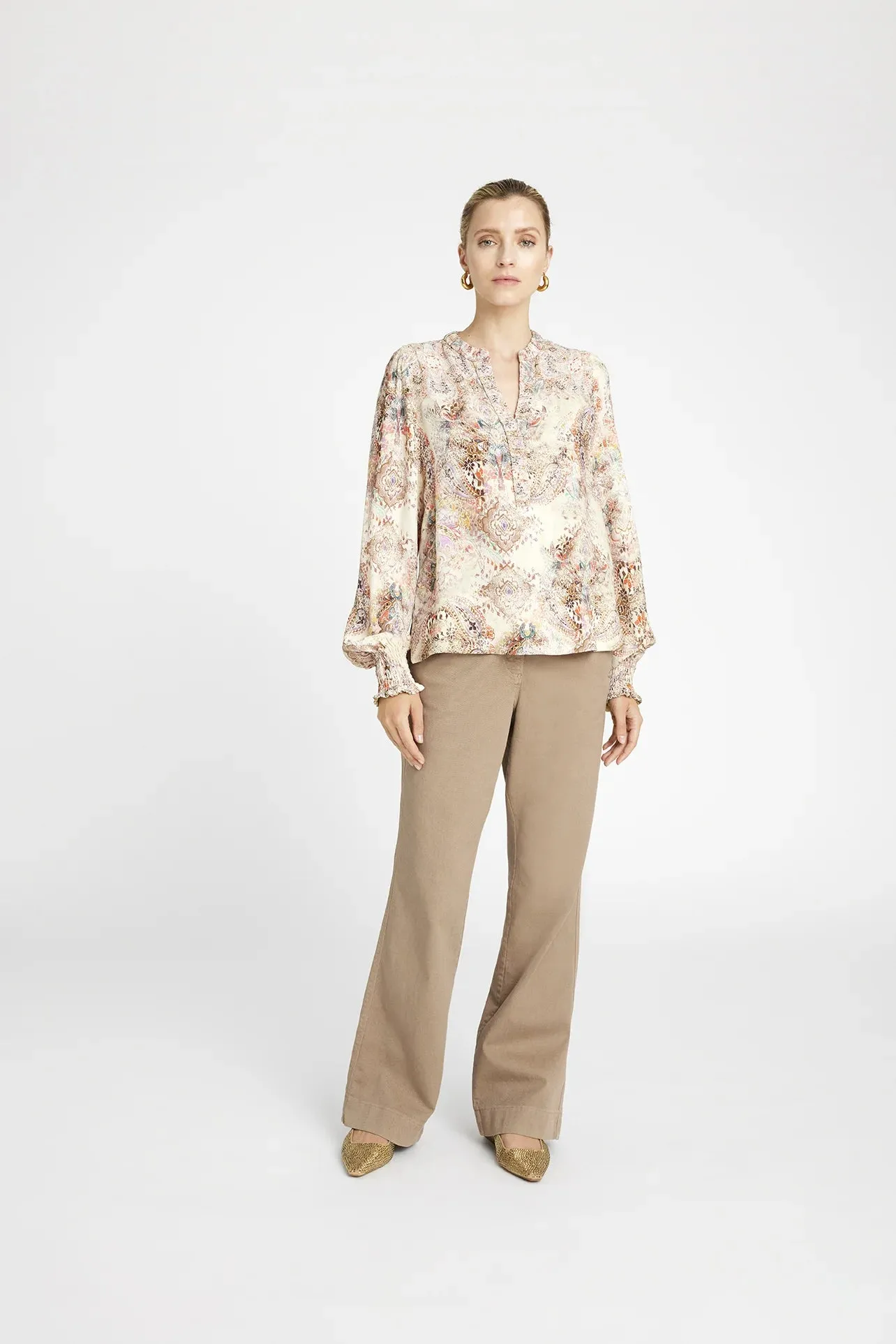 Gustav Neomi Cream Paisley Floral Print Blouse