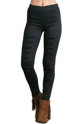 High Waist Distressed Jeggings, Black