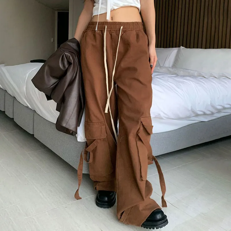 Hong Kong Style Ins Ribbon Workwear Casual Pants Men And Women Autumn