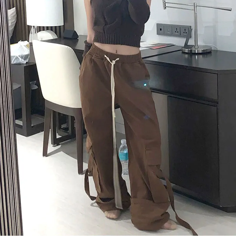 Hong Kong Style Ins Ribbon Workwear Casual Pants Men And Women Autumn