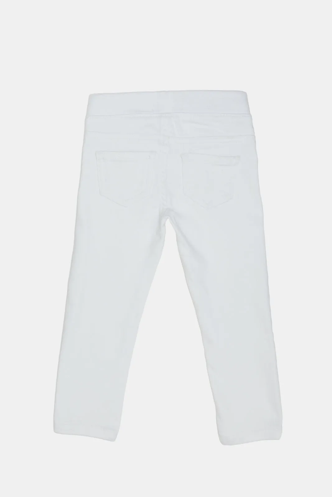 Infant Girls White Solid Jeggings